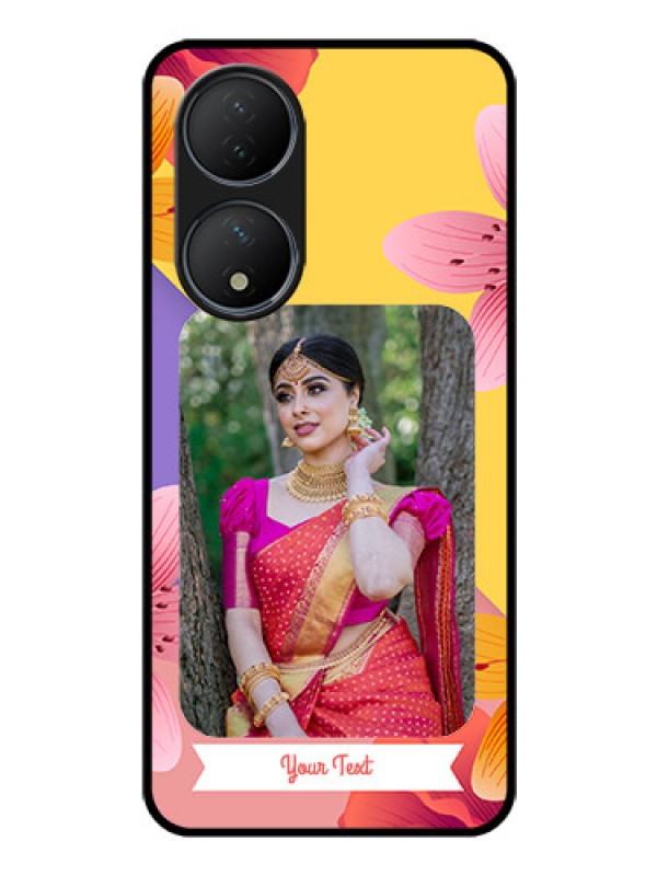 Custom Vivo T2 5G Custom Glass Mobile Case - 3 Image With Vintage Floral Design