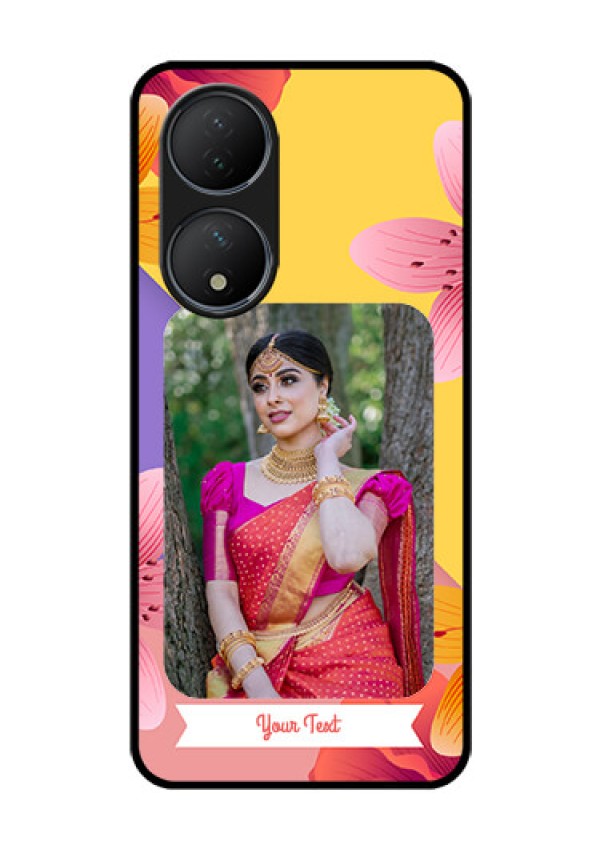 Vivo T2 5G Custom Glass Mobile Case - 3 Image With Vintage Floral Design