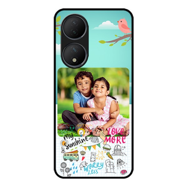 Vivo T2 5G Photo Printing on Glass Case - Doodle love Design