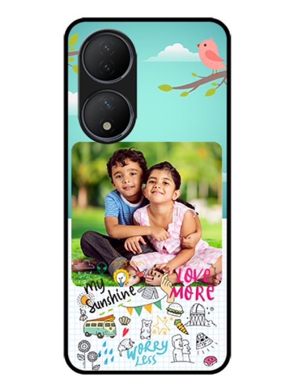 Custom Vivo T2 5G Photo Printing on Glass Case - Doodle love Design