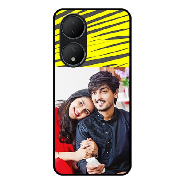 Vivo T2 5G Photo Printing on Glass Case - Yellow Abstract Design