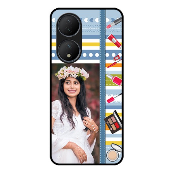 Vivo T2 5G Personalized Glass Phone Case - Makeup Icons Design Vivo T2 5G Personalized Glass Phone Case - Makeup Icons Design