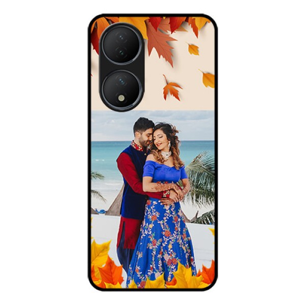 Vivo T2 5G Photo Printing on Glass Case - Autumn Maple Leaves Design