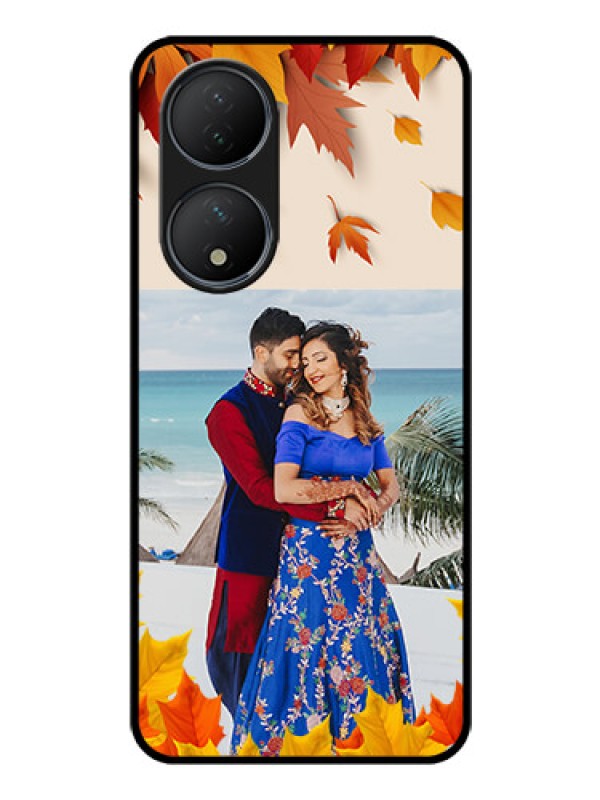 Custom Vivo T2 5G Photo Printing on Glass Case - Autumn Maple Leaves Design