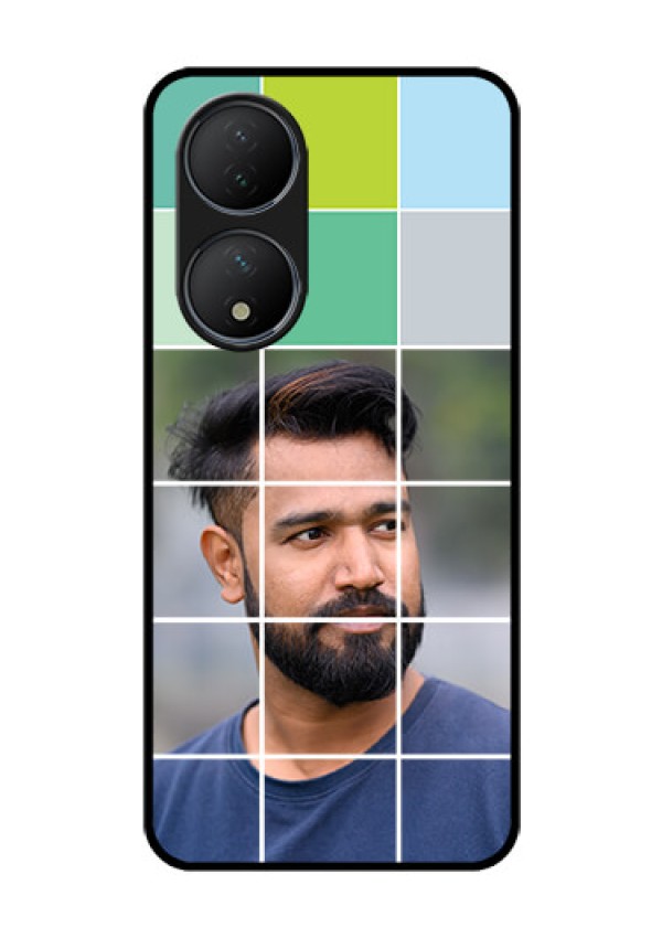 Vivo T2 5G Photo Printing on Glass Case - with white box pattern
