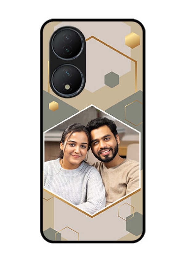 Vivo T2 5G Photo Printing on Glass Case - Stylish Hexagon Pattern Design