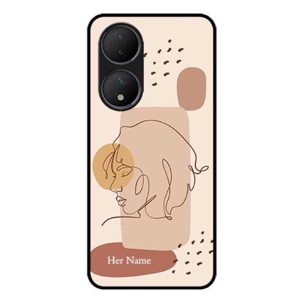 Vivo T2 5G Photo Printing on Glass Case - Calm Woman line art Design Vivo T2 5G Photo Printing on Glass Case - Calm Woman line art Design