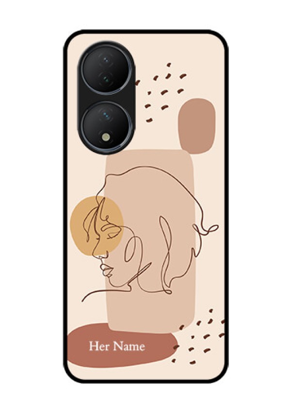 Vivo T2 5G Photo Printing on Glass Case - Calm Woman line art Design