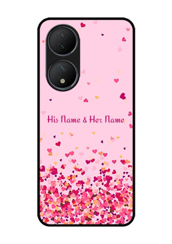 Vivo T2 5G Photo Printing on Glass Case - Floating Hearts Design