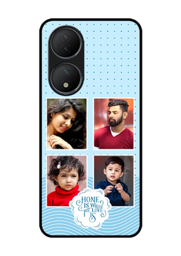 Vivo T2 5G Custom Glass Phone Case - Cute love quote with 4 pic upload Design