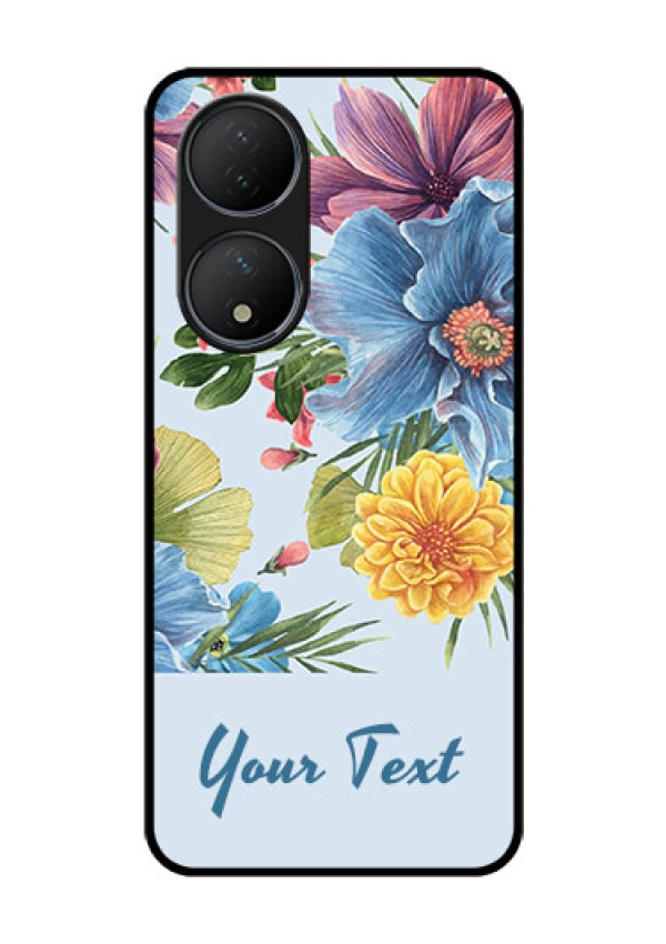 Vivo T2 5G Custom Glass Mobile Case - Stunning Watercolored Flowers Painting Design