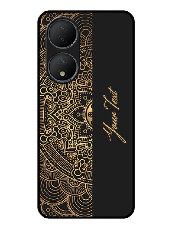 Custom Vivo T2 5G Photo Printing on Glass Case - Mandala art with custom text Design