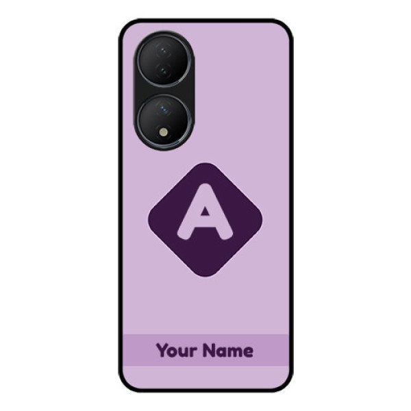 Vivo T2 5G Custom Glass Mobile Case - Custom Letter in curved badge Design Vivo T2 5G Custom Glass Mobile Case - Custom Letter in curved badge Design