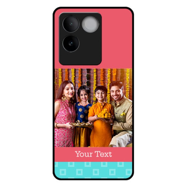 Vivo T2 Pro 5G Custom Glass Phone Case - Peach & Blue Color Design