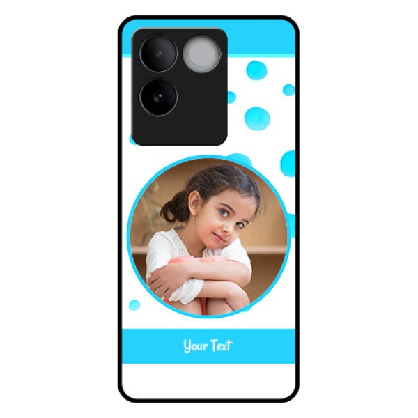Vivo T2 Pro 5G Custom Glass Phone Case - Blue Bubbles Pattern Design