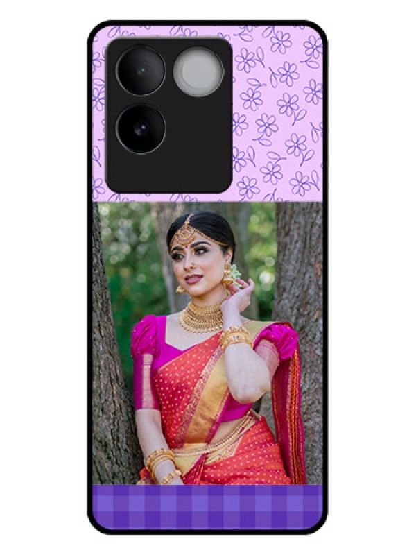 Custom Vivo T2 Pro 5G Custom Glass Phone Case - Purple Floral Design