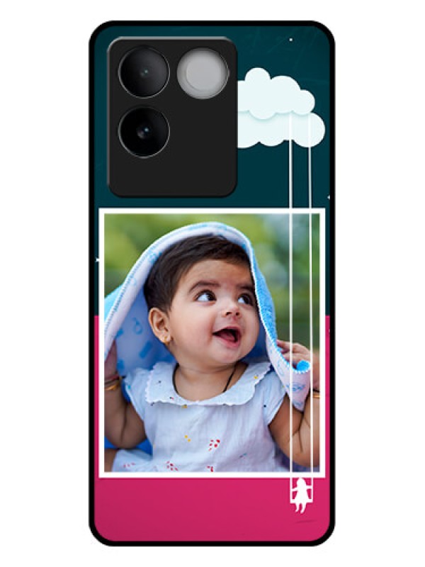 Custom Vivo T2 Pro 5G Custom Glass Phone Case - Cute Girl With Cloud Design