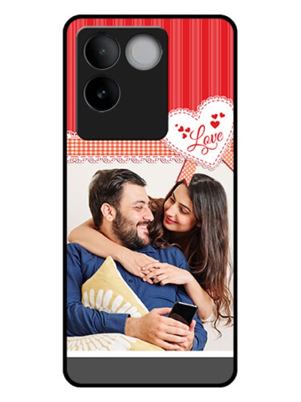 Custom Vivo T2 Pro 5G Custom Glass Phone Case - Red Love Pattern Design