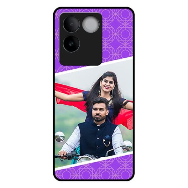 Vivo T2 Pro 5G Custom Glass Phone Case - Violet Color Pattern Design Vivo T2 Pro 5G Custom Glass Phone Case - Violet Color Pattern Design