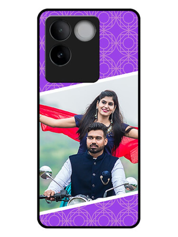 Custom Vivo T2 Pro 5G Custom Glass Phone Case - Violet Color Pattern Design