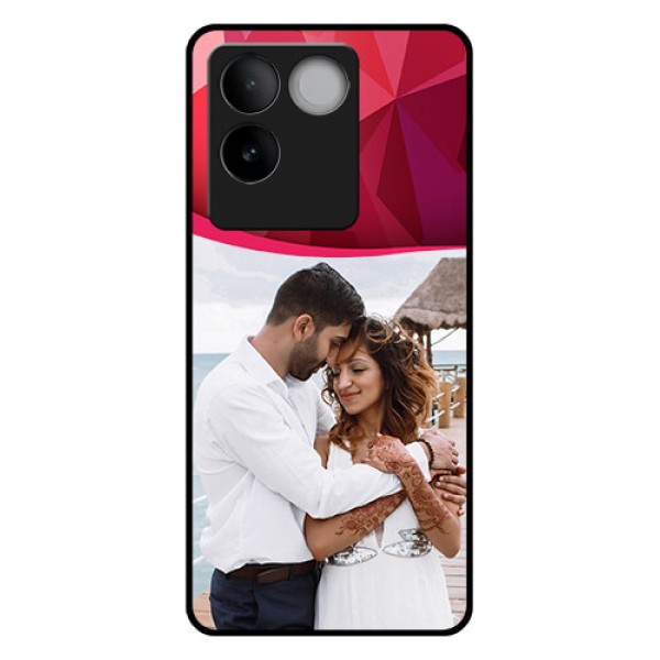 Vivo T2 Pro 5G Custom Glass Phone Case - Red Abstract Design