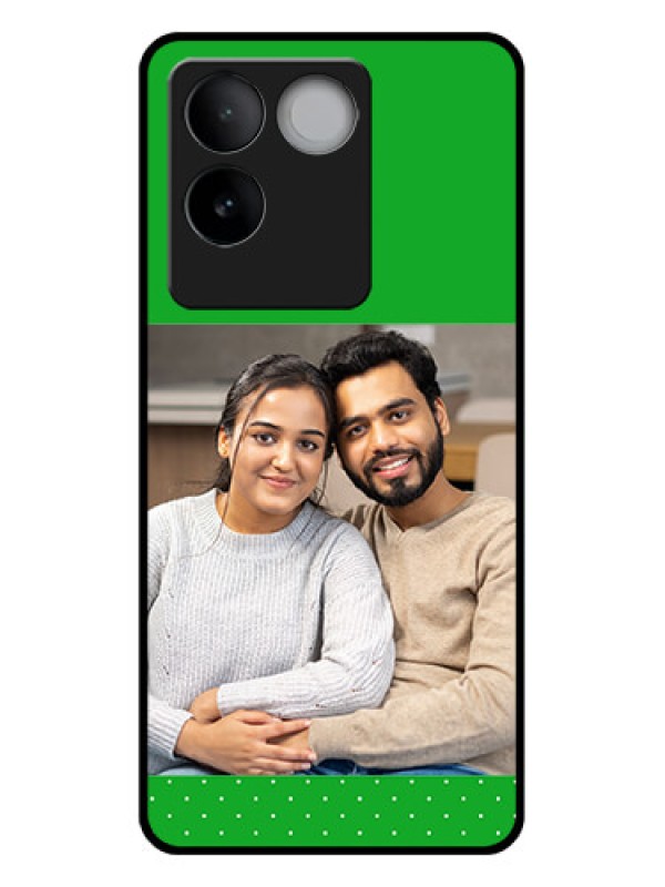 Custom Vivo T2 Pro 5G Custom Glass Phone Case - Green Pattern Design