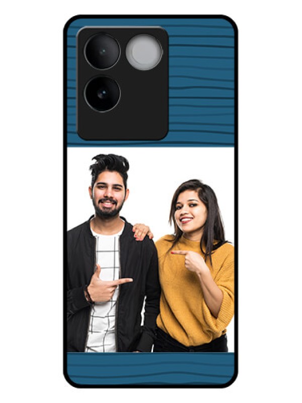 Custom Vivo T2 Pro 5G Custom Glass Phone Case - Blue Pattern Cover Design