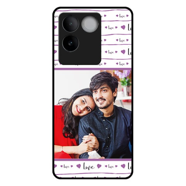Vivo T2 Pro 5G Custom Glass Phone Case - Couples Heart Design