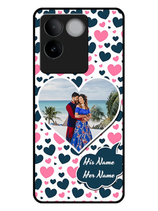 Custom Vivo T2 Pro 5G Custom Glass Phone Case - Pink & Blue Heart Design