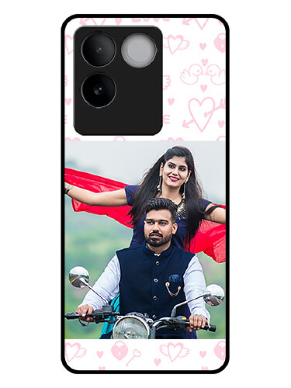 Custom Vivo T2 Pro 5G Custom Glass Phone Case - Pink Flying Heart Design