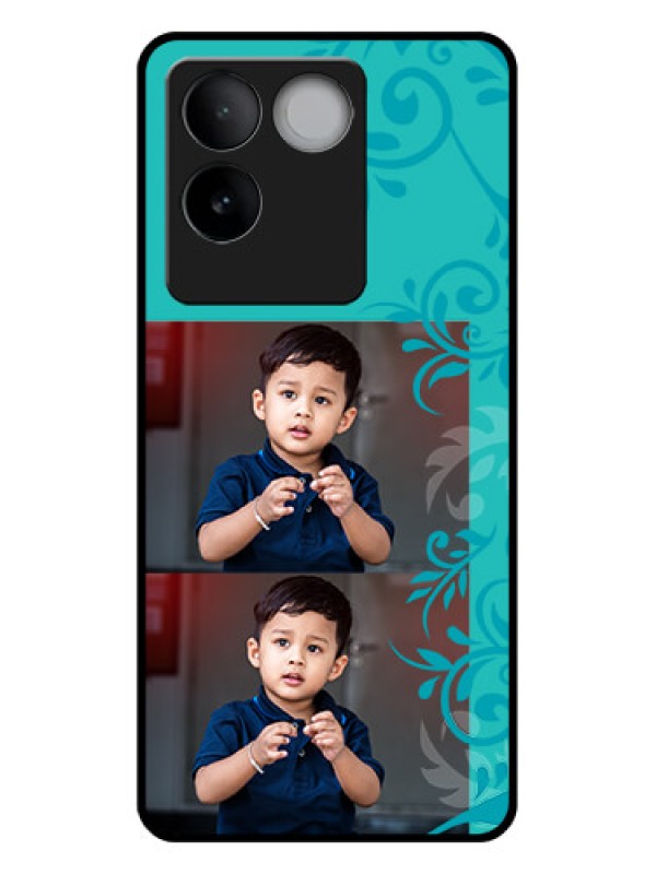 Custom Vivo T2 Pro 5G Custom Glass Phone Case - With Photo And Green Floral Design