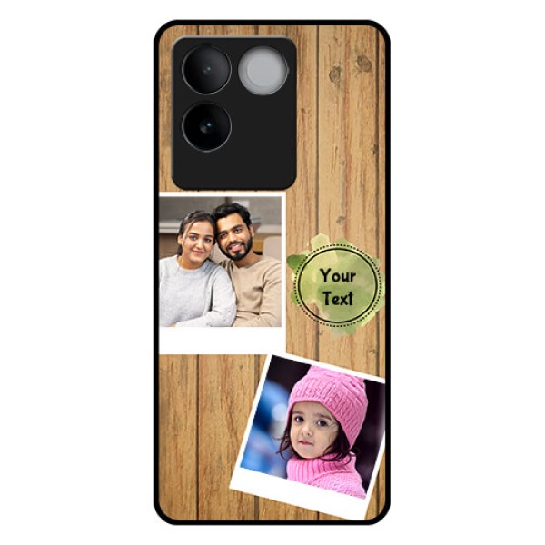 Vivo T2 Pro 5G Custom Glass Phone Case - Wooden Texture Design