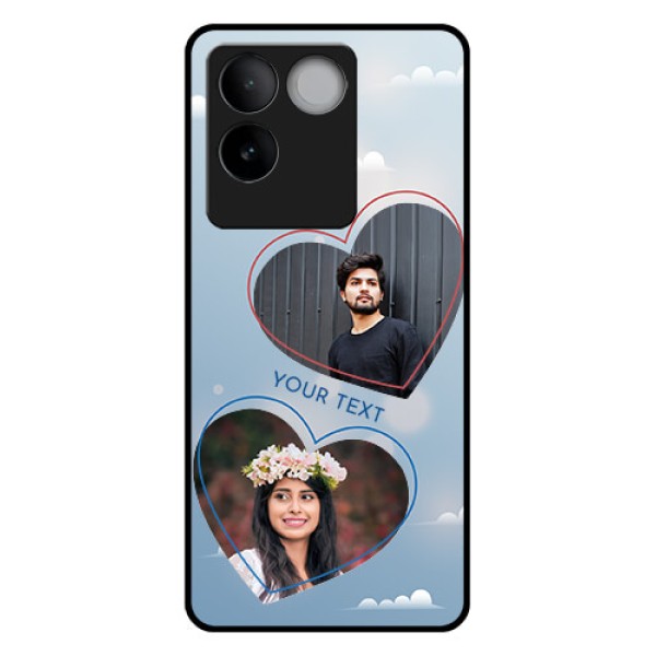 Vivo T2 Pro 5G Custom Glass Phone Case - Blue Color Couple Design