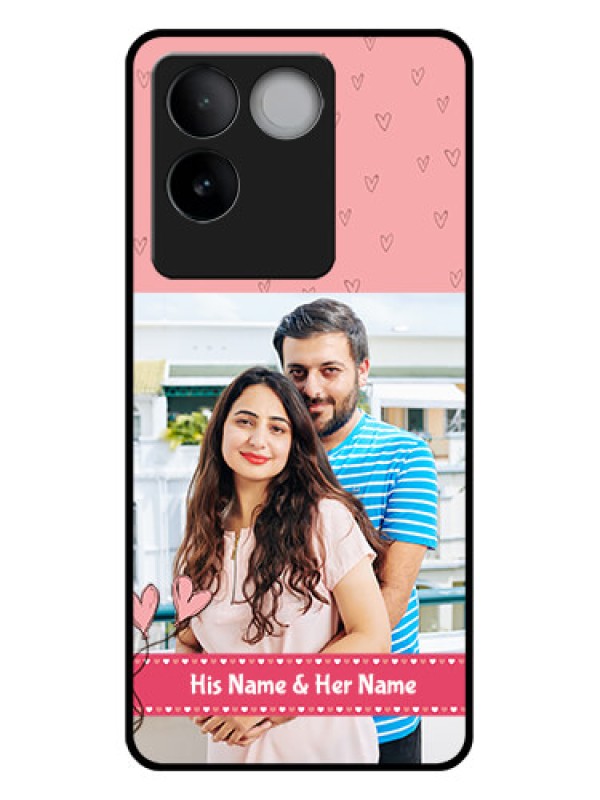 Custom Vivo T2 Pro 5G Custom Glass Phone Case - Love Design Peach Color