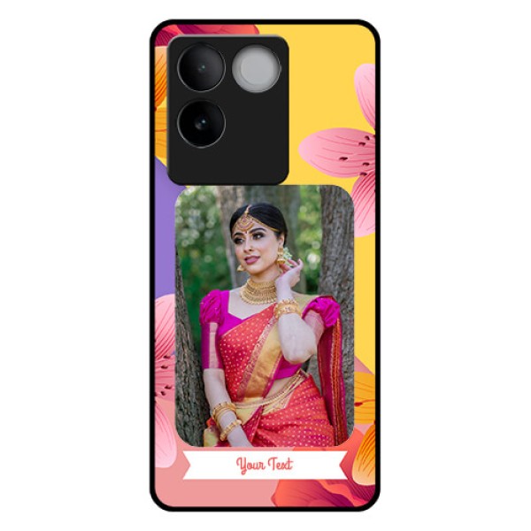 Vivo T2 Pro 5G Custom Glass Phone Case - 3 Image With Vintage Floral Design