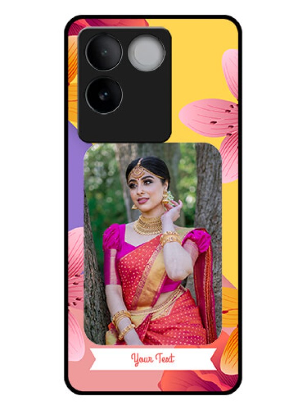 Custom Vivo T2 Pro 5G Custom Glass Phone Case - 3 Image With Vintage Floral Design