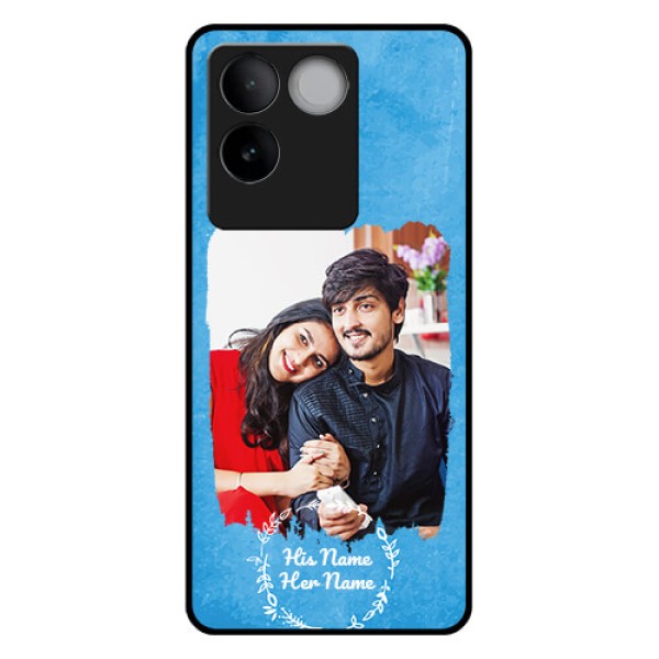 Vivo T2 Pro 5G Custom Glass Phone Case - Blue Color Vintage Design Vivo T2 Pro 5G Custom Glass Phone Case - Blue Color Vintage Design