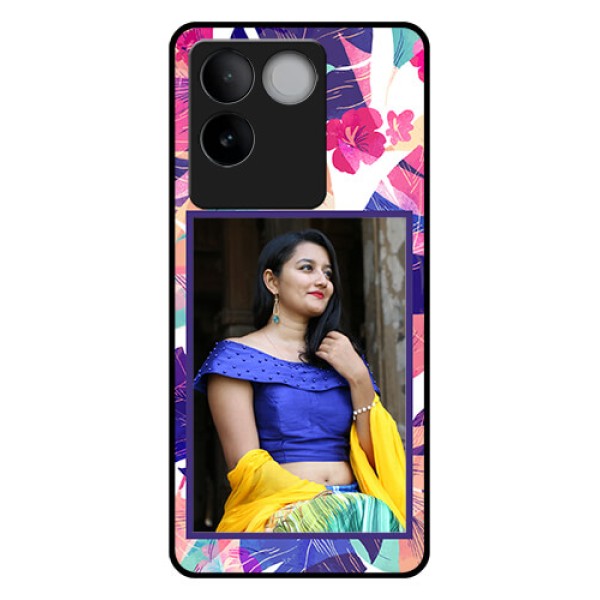 Vivo T2 Pro 5G Custom Glass Phone Case - Abstract Floral Design