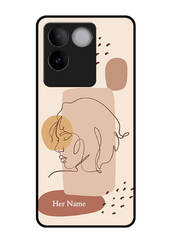 Vivo T2 Pro 5G Custom Glass Phone Case - Calm Woman Line Art Design