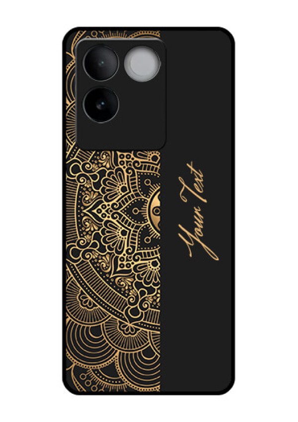 Vivo T2 Pro 5G Custom Glass Phone Case - Mandala Art With Custom Text Design