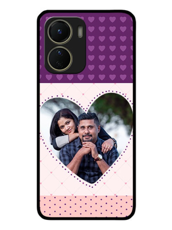 Custom Vivo T2x 5G Custom Glass Phone Case - Violet Love Dots Design