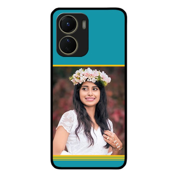 Vivo T2x 5G Custom Glass Phone Case - Yellow & Blue Design Vivo T2x 5G Custom Glass Phone Case - Yellow & Blue Design