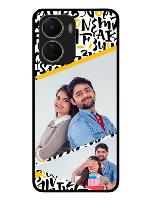 Custom Vivo T2x 5G Custom Glass Mobile Case - Letters Pattern Design
