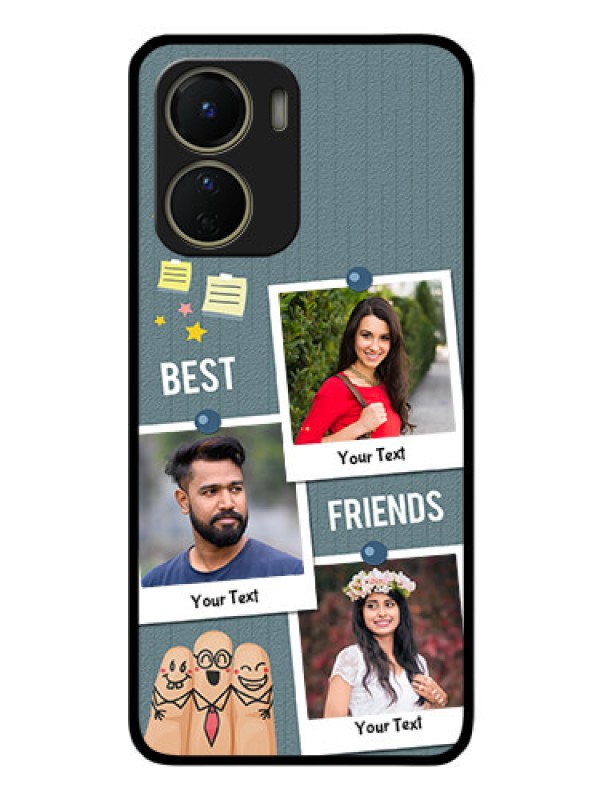 Custom Vivo T2x 5G Personalized Glass Phone Case - Sticky Frames and Friendship Design