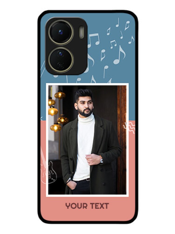 Custom Vivo T2x 5G Photo Printing on Glass Case - with Color Musical Note Design