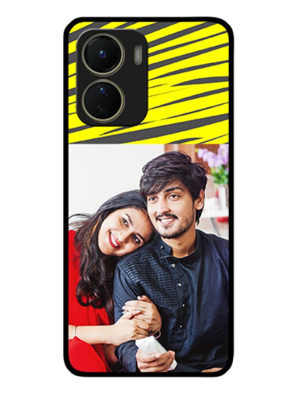 Custom Vivo T2x 5G Photo Printing on Glass Case - Yellow Abstract Design