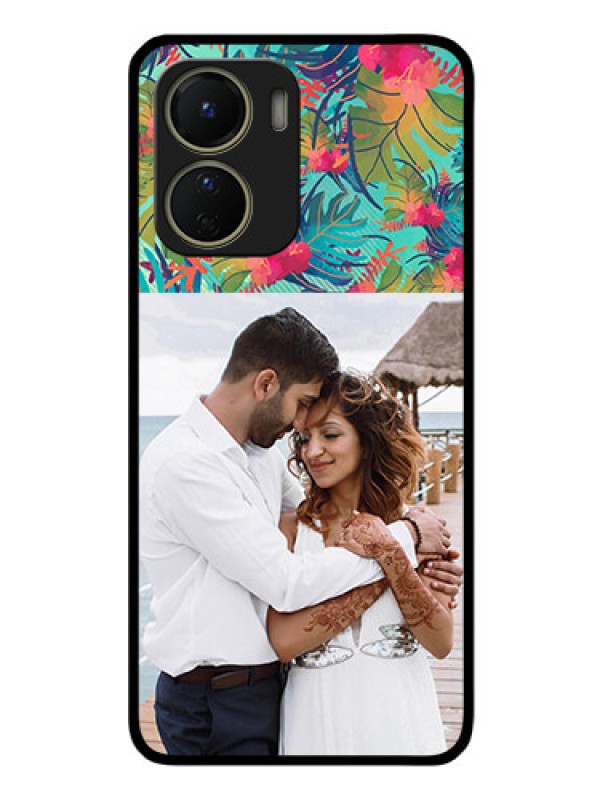 Custom Vivo T2x 5G Photo Printing on Glass Case - Watercolor Floral Design
