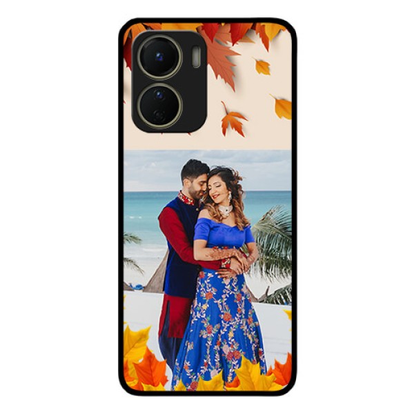 Vivo T2x 5G Photo Printing on Glass Case - Autumn Maple Leaves Design