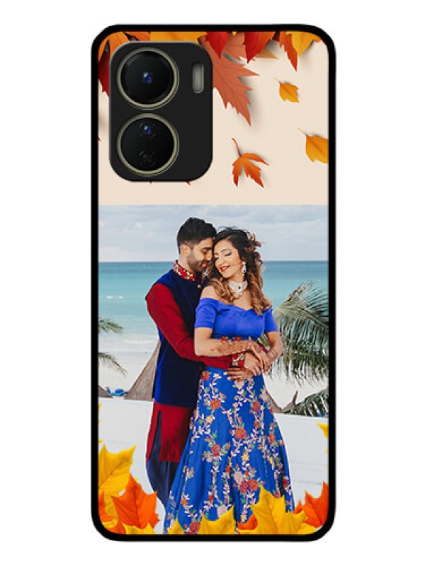 Custom Vivo T2x 5G Photo Printing on Glass Case - Autumn Maple Leaves Design