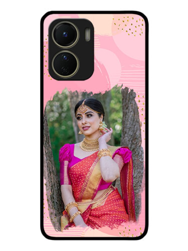 Custom Vivo T2x 5G Personalized Glass Phone Case - Gold Glitter Splash Design